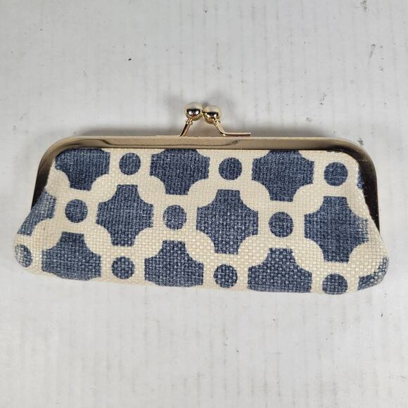 Spartina 449  Leather Linen Moroccan Mosaic Patterned Nautical Coin Purse - Picture 3 of 10